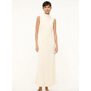 STAUD Women's Araya Crepe Funnel Neck Maxi Dress Size L In Ivory